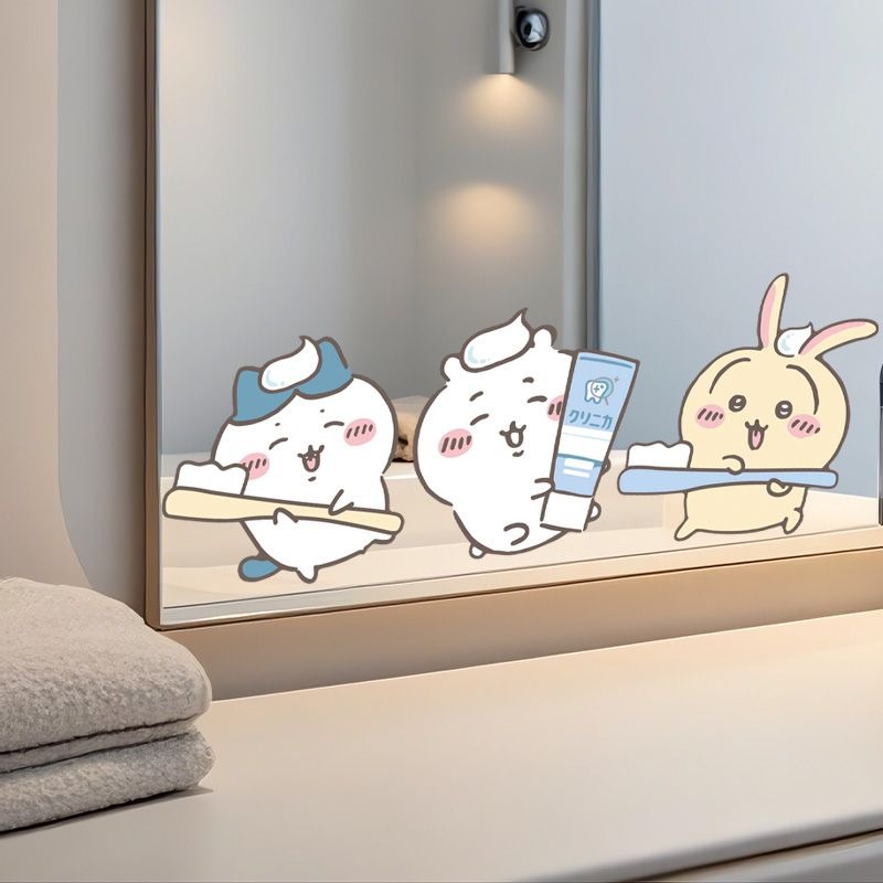 Home Bathroom Products - สติกเกอร์กระจกชิคาวะแบบร้อน ติดแน่น ลายคมชัด กันน้ำ ลอกออกได้ ตกแต่งกระจกห้องน้ำ