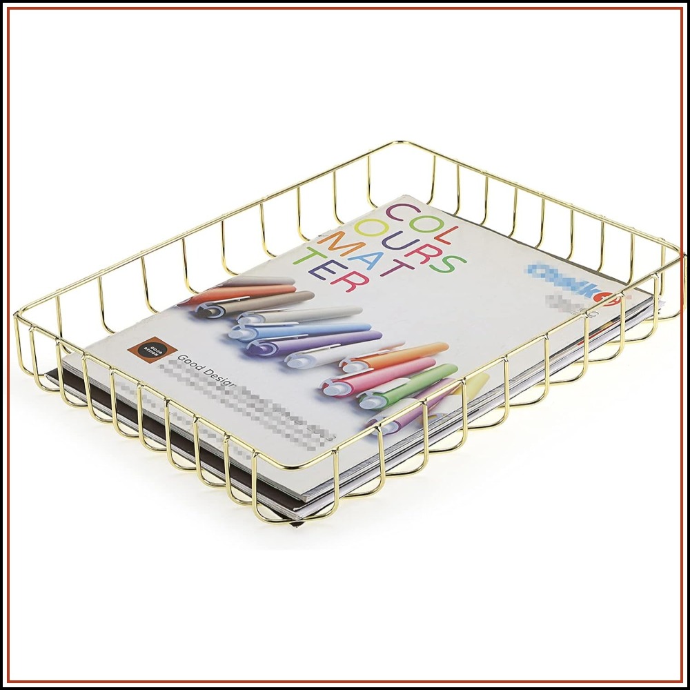 Home Bathroom Images - ถาดวางเอกสารสีทองหรูหราสำหรับเอกสารขนาด A4/Letter, นิตยสาร, เครื่องสำอาง และของใช้ในห้องน้ำ -