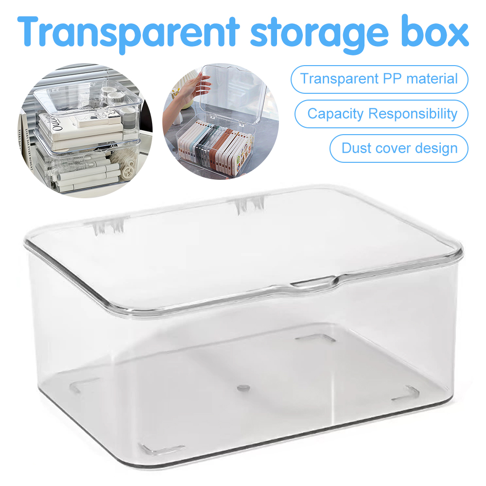 Home Essentials Bathroom Organizer - กล่องใส่โทรศัพท์อะคริลิกใสพร้อมฝาปิด - ตะกร้าเก็บของอเนกประสงค์สำหรับของใช้ในบ้านและสำนักงาน