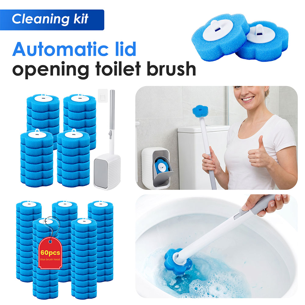Home Bathroom Products - ชุดแปรงขัดห้องน้ำและที่วางพร้อมหัวแปรงแบบใช้แล้วทิ้ง ชุดทำความสะอาดห้องน้ำ อุปกรณ์เสริมสำหรับห้องน้ำ