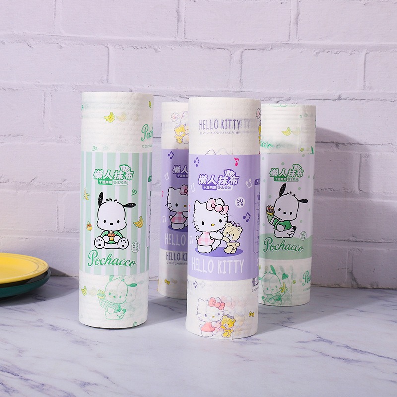 Home Bathroom Products - 3 ชิ้น ผ้าเช็ดจานลายเฮลโล คิตตี้ การ์ตูน สำหรับทำความสะอาดบ้าน
