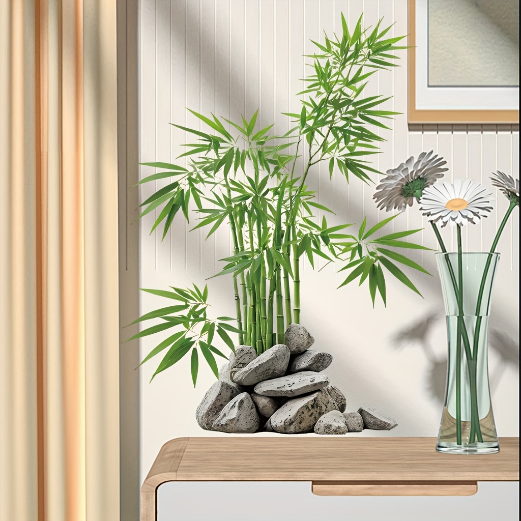 Home Bathroom Floor Tiles - สีน้ําสีเขียวไม้ไผ่ใบพืชสติ๊กเกอร์ติดผนังสติ๊กเกอร์ห้องนอนห้องน้ําสํานักงานห้องครัวห้องเด็กเล่นตกแต่งบ้าน