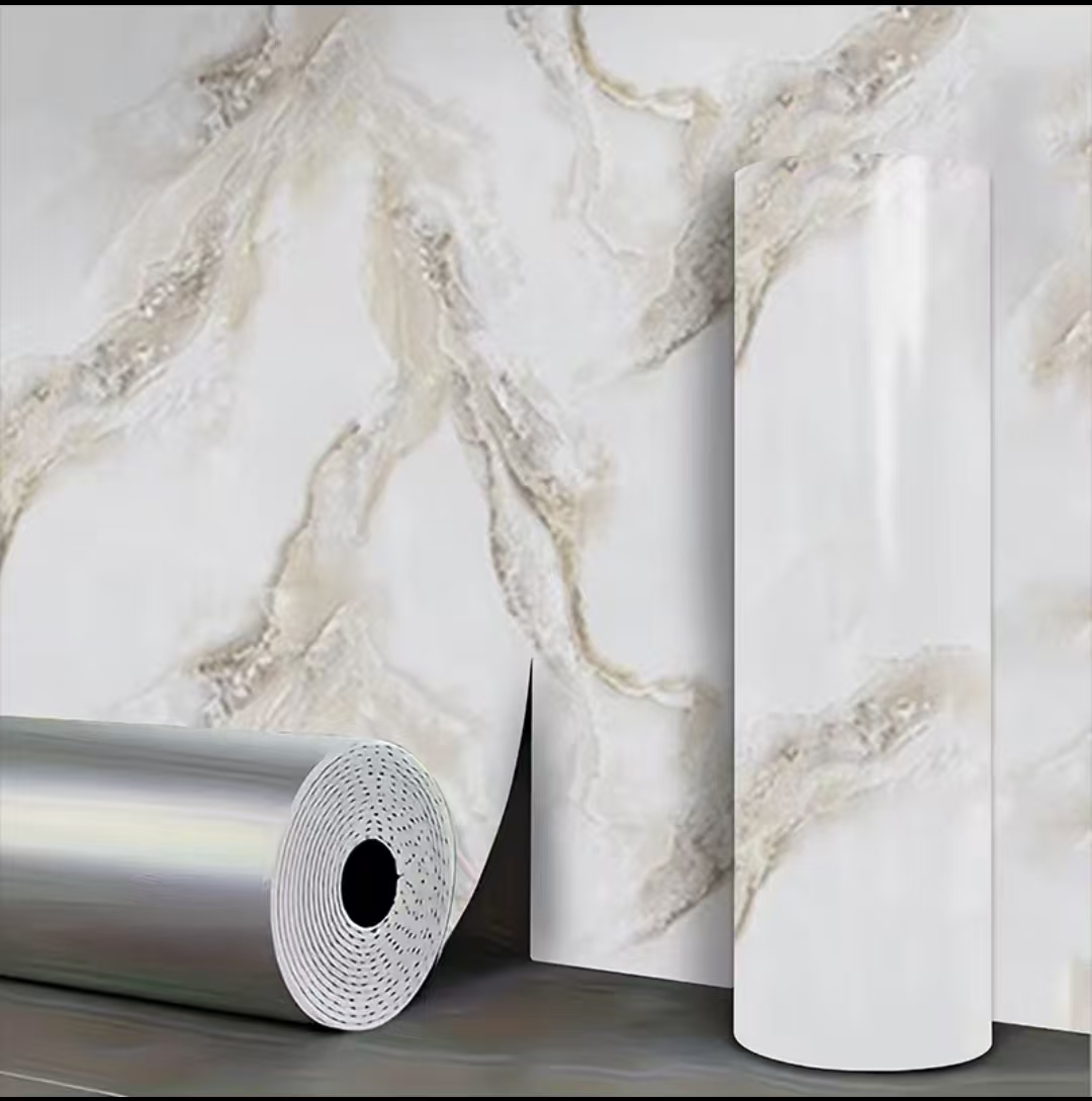 Home Bathroom Floor Tiles - สติกเกอร์ติดกระเบื้องแบบหนา PVC ลายหินอ่อน สติกเกอร์ติดผนังห้องน้ำ กันน้ำ สติกเกอร์ติดผนังห้องครัว