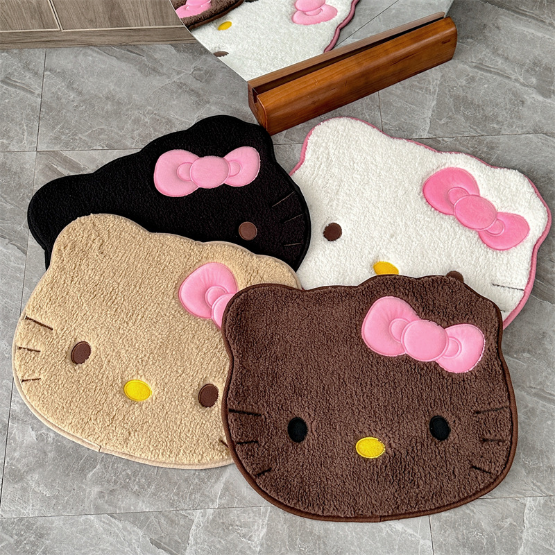 Home Bathroom Products - พรมลายการ์ตูนเฮลโลคิตตี้ พรมเช็ดเท้าเนื้อนุ่ม พรมปูพื้นห้องน้ำกันลื่น ผ้าคล้ายขนแคชเมียร์ พรมตกแต่งรถยนต์