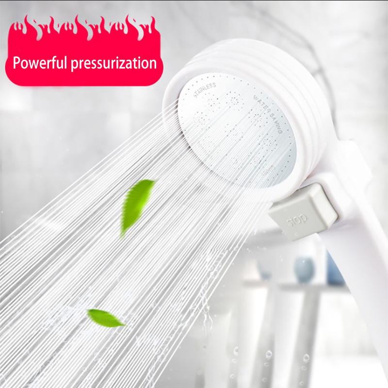 Home One Bathroom Accessories - ฝักบัวสีขาวฟังก์ชั่นเดียวแรงดันสูงกลมที่ถอดออกได้ปุ่มหยุดเดียวชุดฝักบัวห้องน้ำอุปกรณ์ก๊อกน้ำ