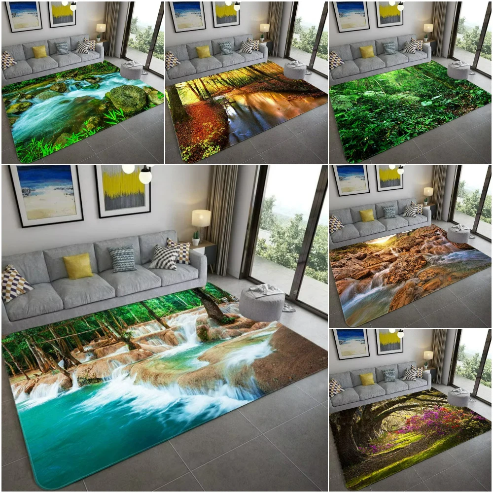 Home Decor Bathroom Ideas - ธรรมชาติแรงบันดาลใจ 3D ทิวทัศน์พรมพรมนุ่มสําหรับห้องนั่งเล่นห้องนอนเด็ก NonSlip แผ่นปูพื้นเป็นมิตรกับสิ่งแวดล้อมตกแต่งบ้านไอเดียของขวัญ