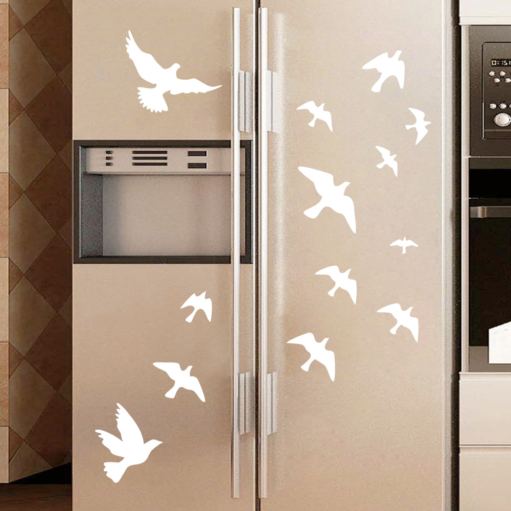 Home Bathroom Floor Tiles - 12ชิ้น/เซ็ต Bird Wall สติ๊กเกอร์ตกแต่งสำหรับห้องครัวตู้เย็นห้องน้ำเด็กผนังตกแต่ง Peel &