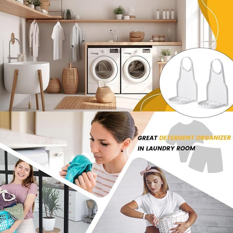 Home Essentials Bathroom Organizer - ที่วางถ้วยน้ำยาซักผ้าแบบพับได้ 4 ช่อง ที่จ่ายน้ำยาซักผ้า ที่วางถ้วย อุปกรณ์จัดระเบียบเคาน์เตอร์ห้องน้ำ