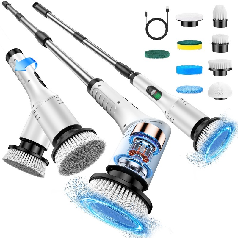 Home Bathroom Products - แปรงขัดไฟฟ้า 9 in 1 ไร้สาย ด้ามจับยืดหดได้