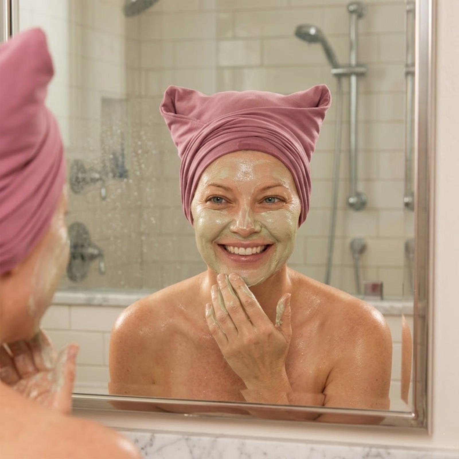 Home Bathroom Towels - ผ้าขนหนูโพกผมเนื้อนุ่ม ซึมซับดี ป้องกันผมชี้ฟู สำหรับผู้หญิง ใช้ได้ทั้งอาบน้ำ เดินทาง