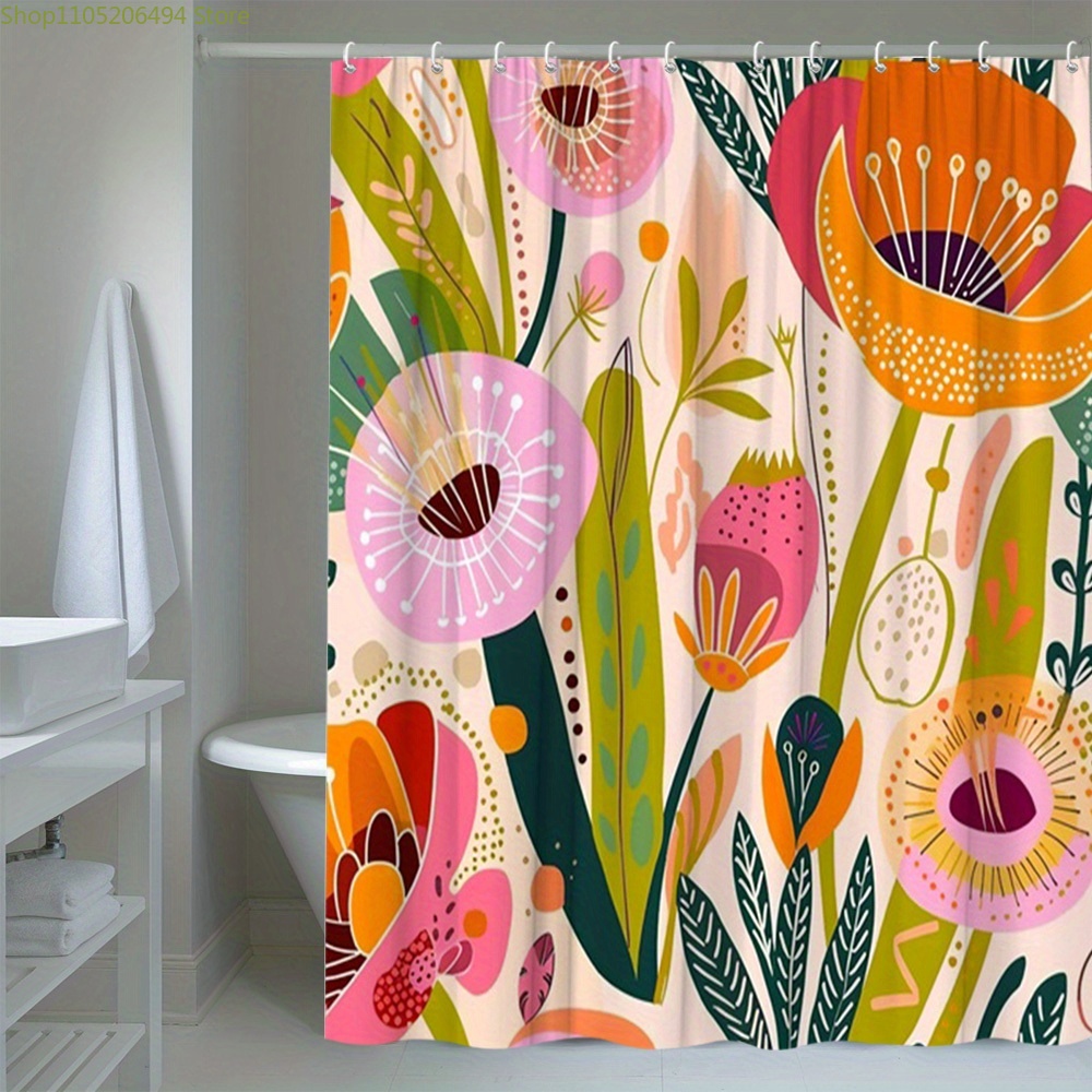 ม่านอาบน้ำลายดอกไม้สีสันสดใส ด - Home Decor Bathroom Ideas บทวิจารณ์และราคา