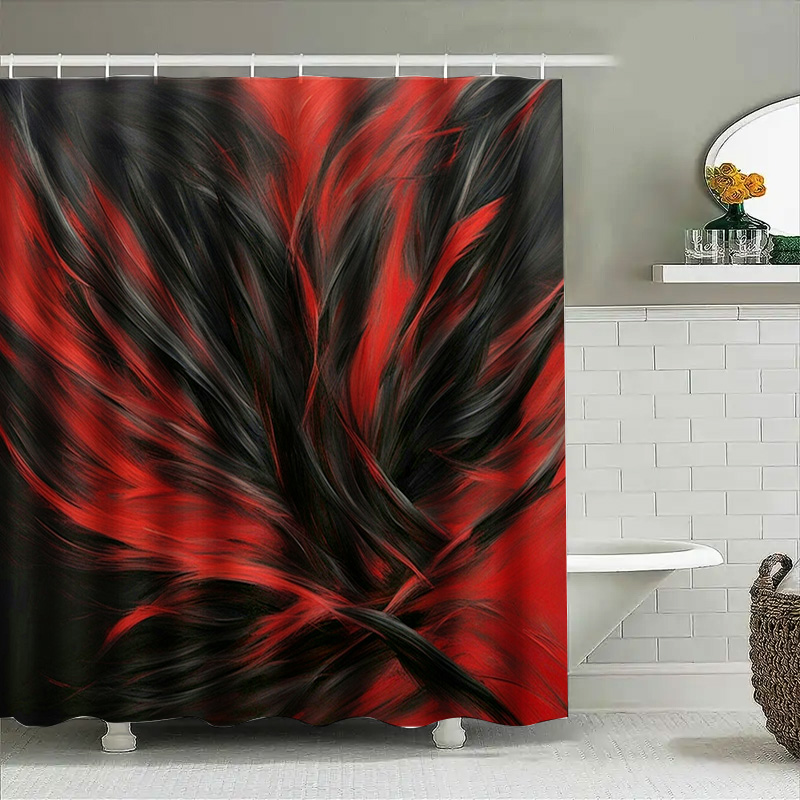 สีแดงและสีดําบทคัดย่อพิมพ์ผ้าม - Home Decor Bathroom Ideas บทวิจารณ์และราคา