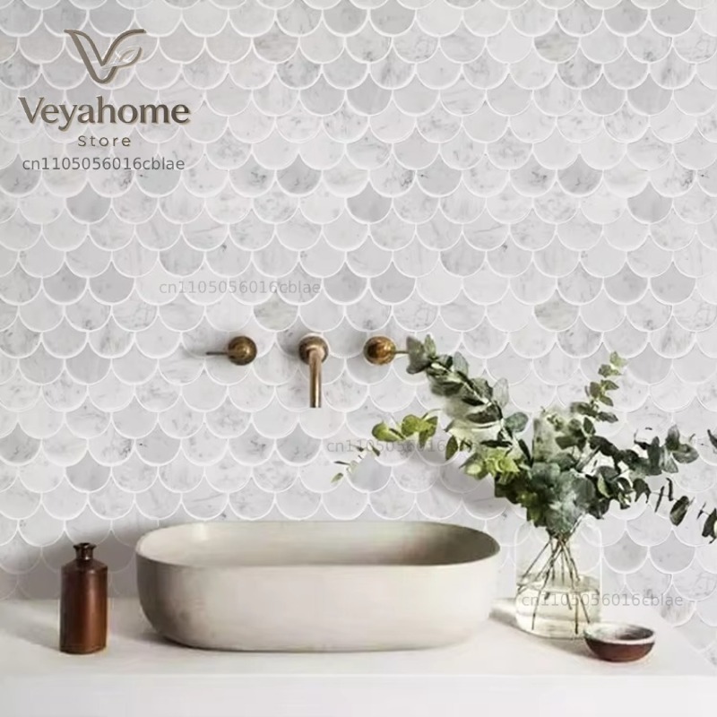 กระเบื้องโมเสคหินอ่อนลายเกล็ดป - Home Bathroom Floor Tiles บทวิจารณ์และราคา