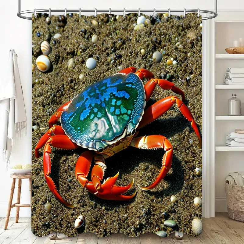 3D พิมพ์ผ้าม่าน Blue Crab Desi - Home Decor Bathroom Ideas บทวิจารณ์และราคา