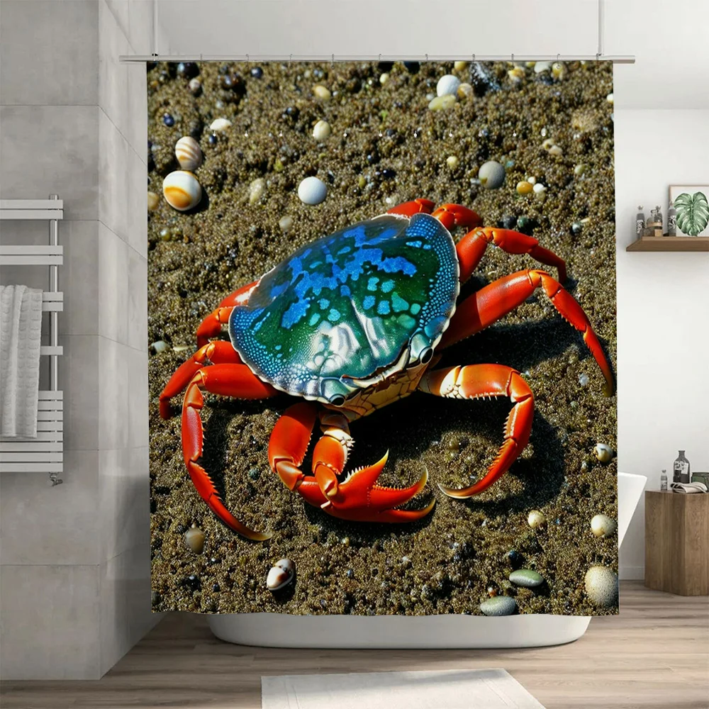 3D พิมพ์ผ้าม่าน Blue Crab Desi - Home Decor Bathroom Ideas บทวิจารณ์และราคา
