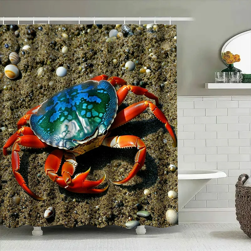3D พิมพ์ผ้าม่าน Blue Crab Desi - Home Decor Bathroom Ideas บทวิจารณ์และราคา