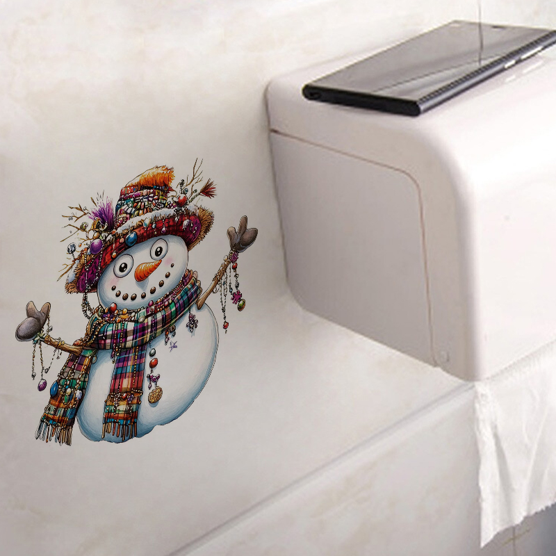 ตลกแปลก Snowman สติกเกอร์กันน้ - Home Bathroom Floor Tiles บทวิจารณ์และราคา