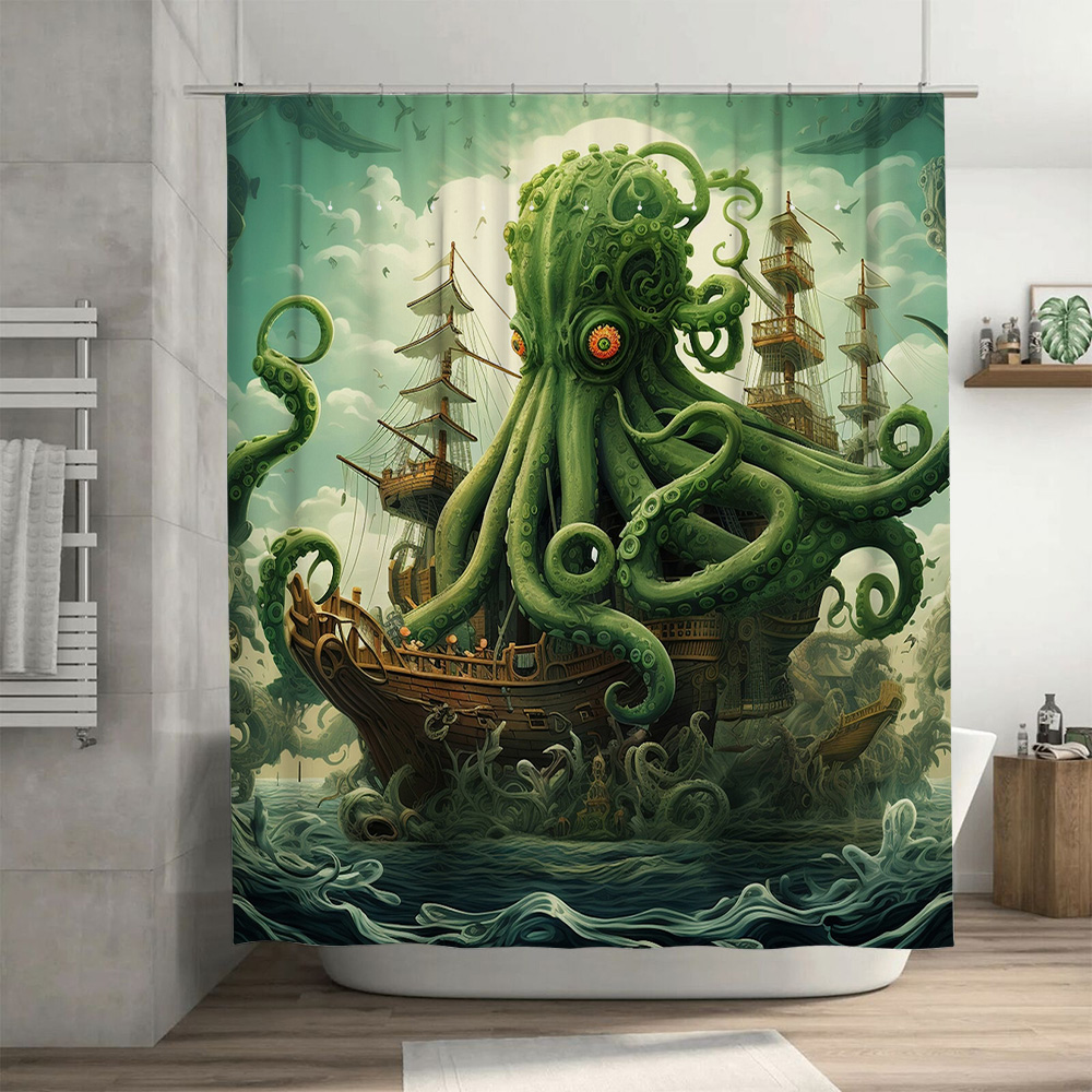 Octopus เรือผ้าม่านอาบน้ํา Sur - Home Decor Bathroom Ideas บทวิจารณ์และราคา
