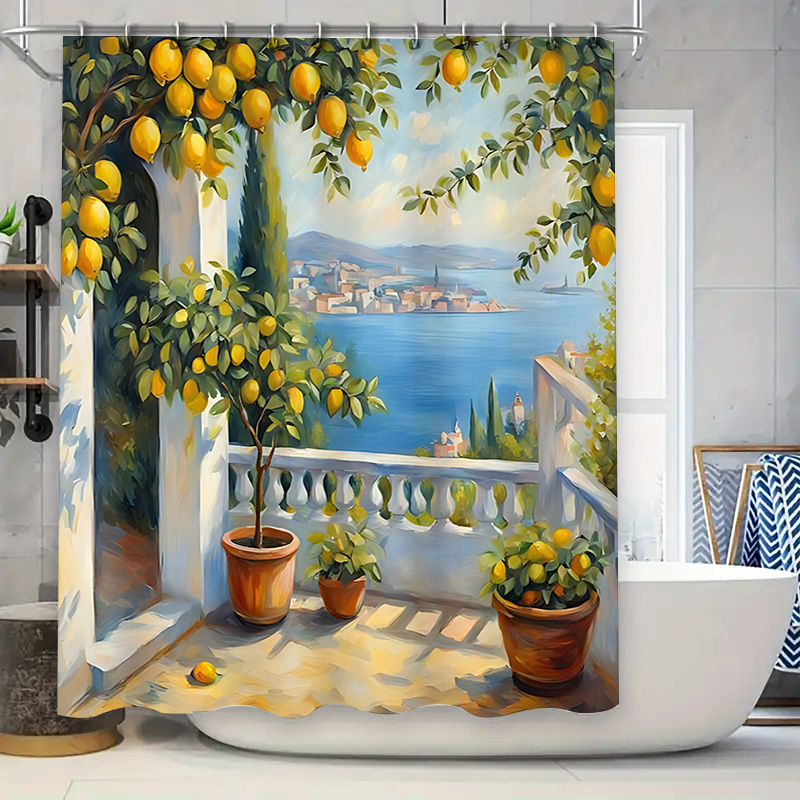 ม่านอาบน้ำลายสวนมะนาวเมดิเตอร์ - Home Decor Bathroom Ideas บทวิจารณ์และราคา