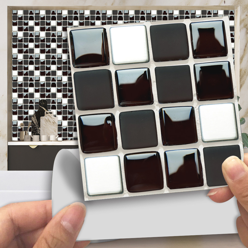 Black & White Marble Mosaicกระ - Home Bathroom Floor Tiles บทวิจารณ์และราคา