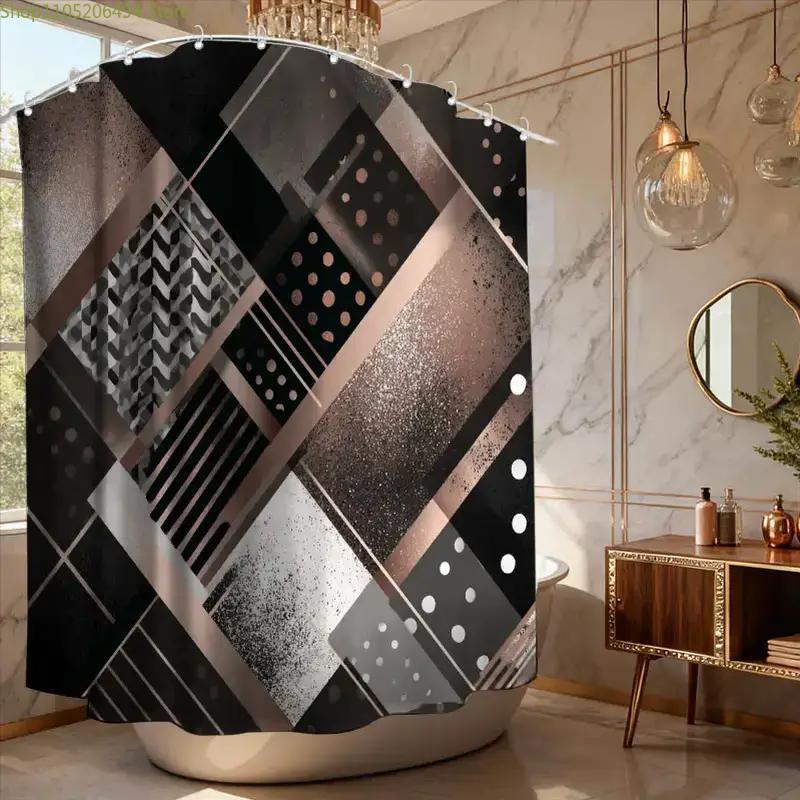 ม่านอาบน้ำลายเรขาคณิตสมัยใหม่  - Home Decor Bathroom Ideas บทวิจารณ์และราคา