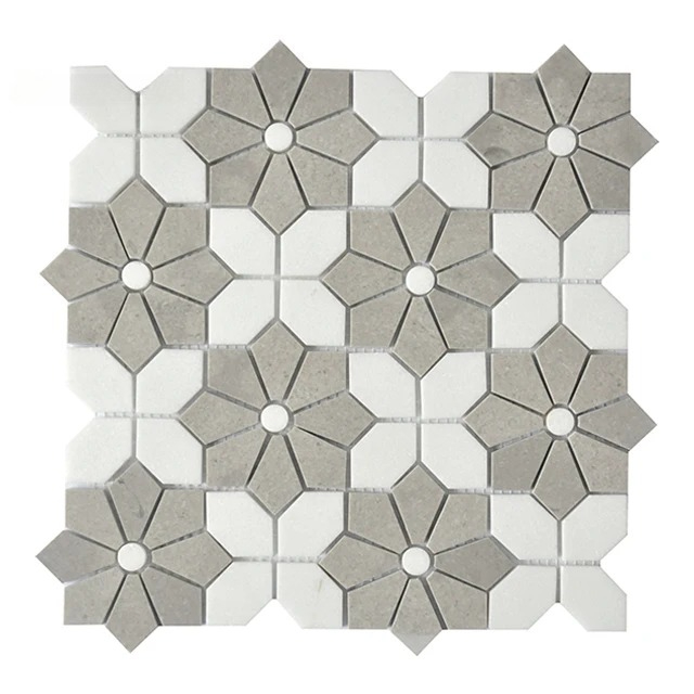 กระเบื้องโมเสคหินอ่อนสีขาวผสมบ - Home Bathroom Tiles Design บทวิจารณ์และราคา