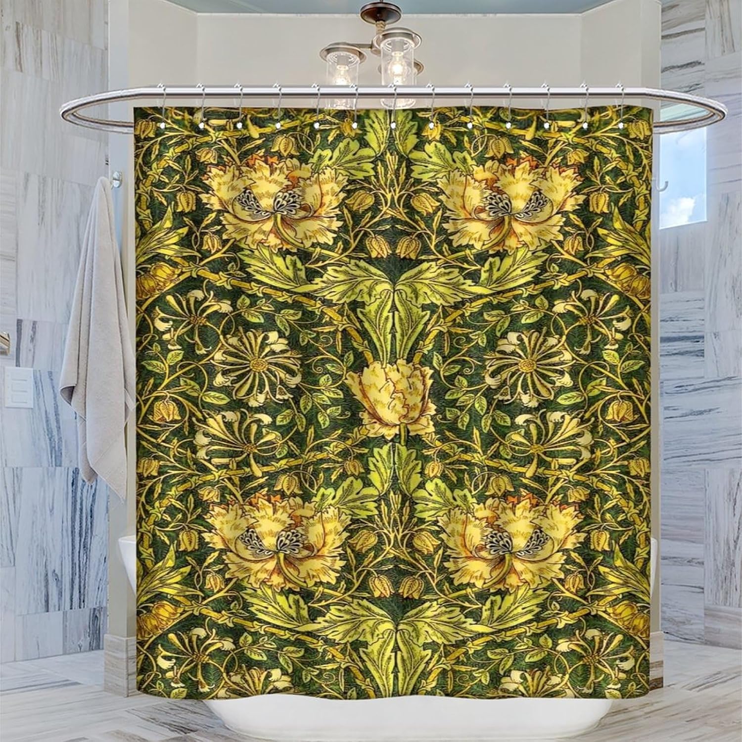 ม่านอาบน้ำกันน้ำลายพิมพ์ดอกไม้ - Home Decor Bathroom Ideas บทวิจารณ์และราคา