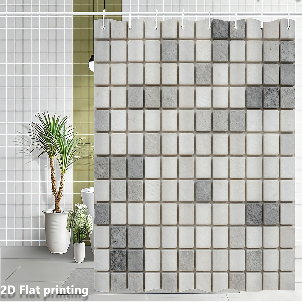 ม่านอาบน้ำพิมพ์ลายกระเบื้องรถไ - Home Bathroom Tiles Design บทวิจารณ์และราคา