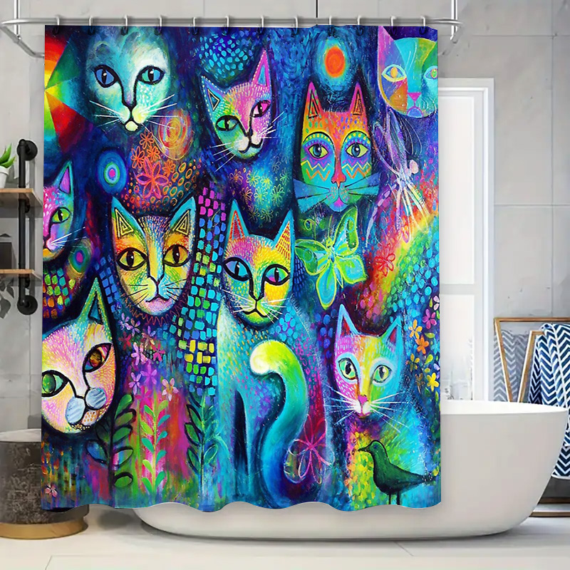 ม่านอาบน้ำลายแมว ของตกแต่งสำหร - Home Decor Bathroom Ideas บทวิจารณ์และราคา