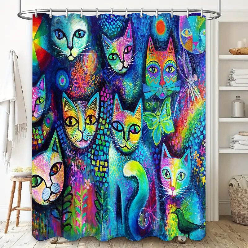 ม่านอาบน้ำลายแมว ของตกแต่งสำหร - Home Decor Bathroom Ideas บทวิจารณ์และราคา