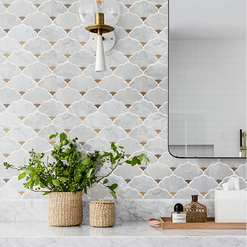 กระเบื้องโมเสคหินอ่อนธรรมชาติแ - Home Bathroom Tiles Design บทวิจารณ์และราคา